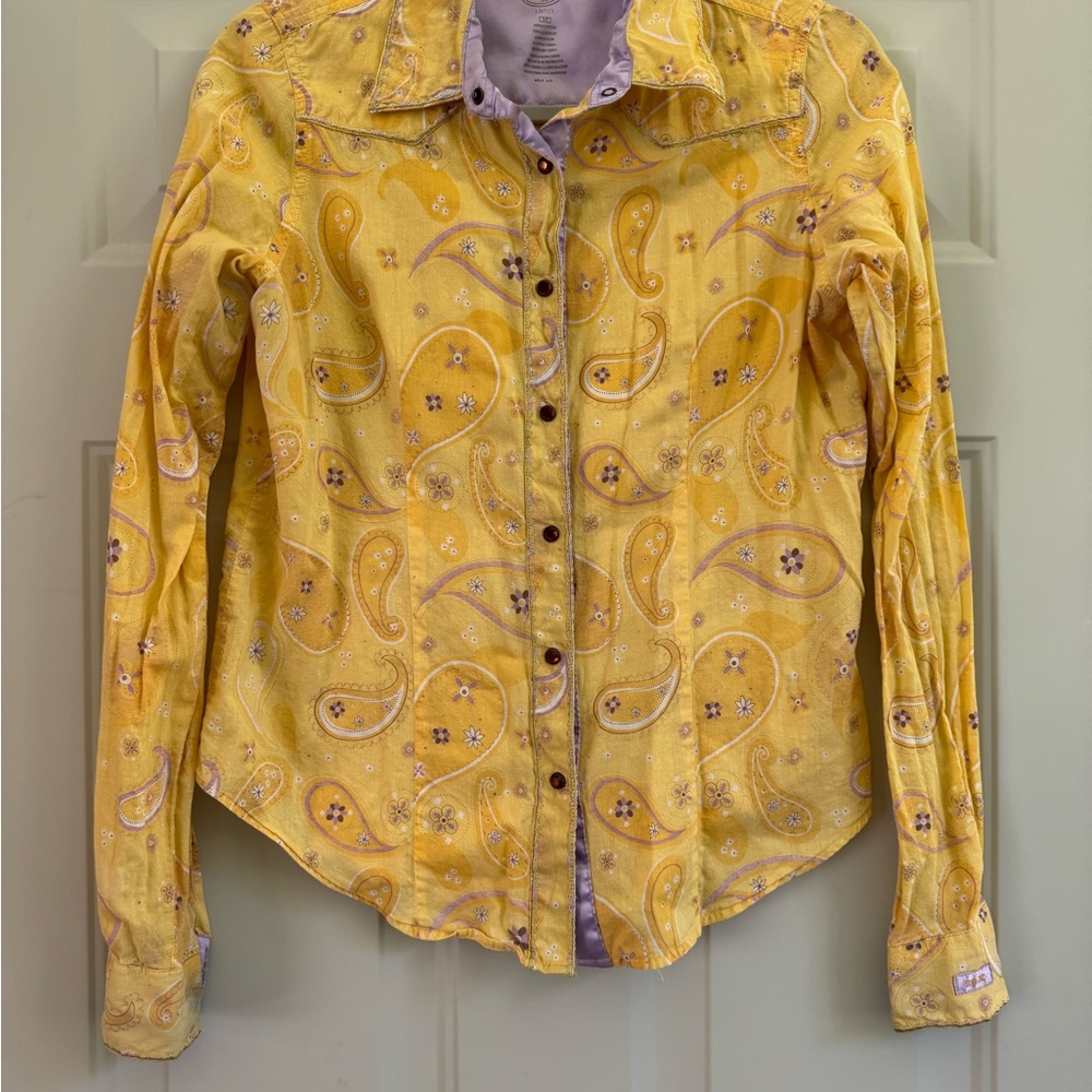 Wrangler 20X Vintage Yellow Paisley Women's Snap Shirt
